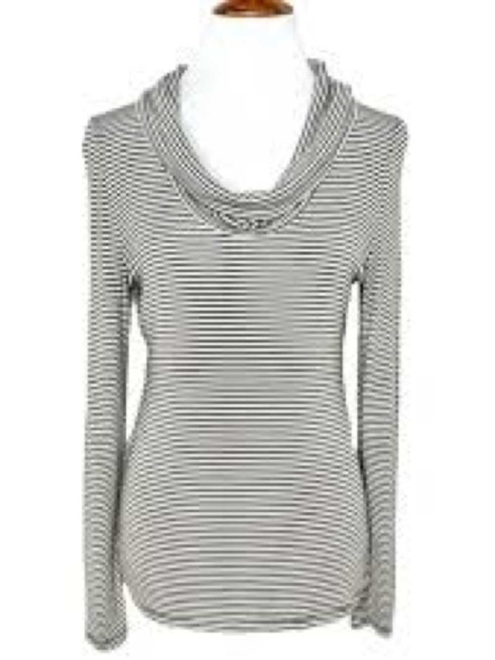 Anthropologie Pure + Good Green & White Striped cowl neck top